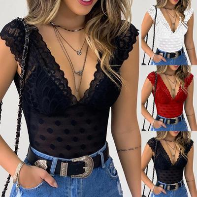 (Qunide) Womens Casual Sexy Slim Solid Lace V-Neck Ladies Sexy Lace Erotic Lingerie Tank Top