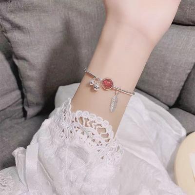 Berry Crystal Cute Bracelet Female Trick Peach Blossom Simple Couple Love Sweet Jewelry Bell Ring Feather Crystal Bracelet