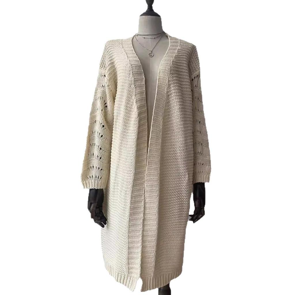 Cross2026 Autumn Winter Plus Size Solid Color Knit Cardigan for Women - European American Fashion Sweater Coat