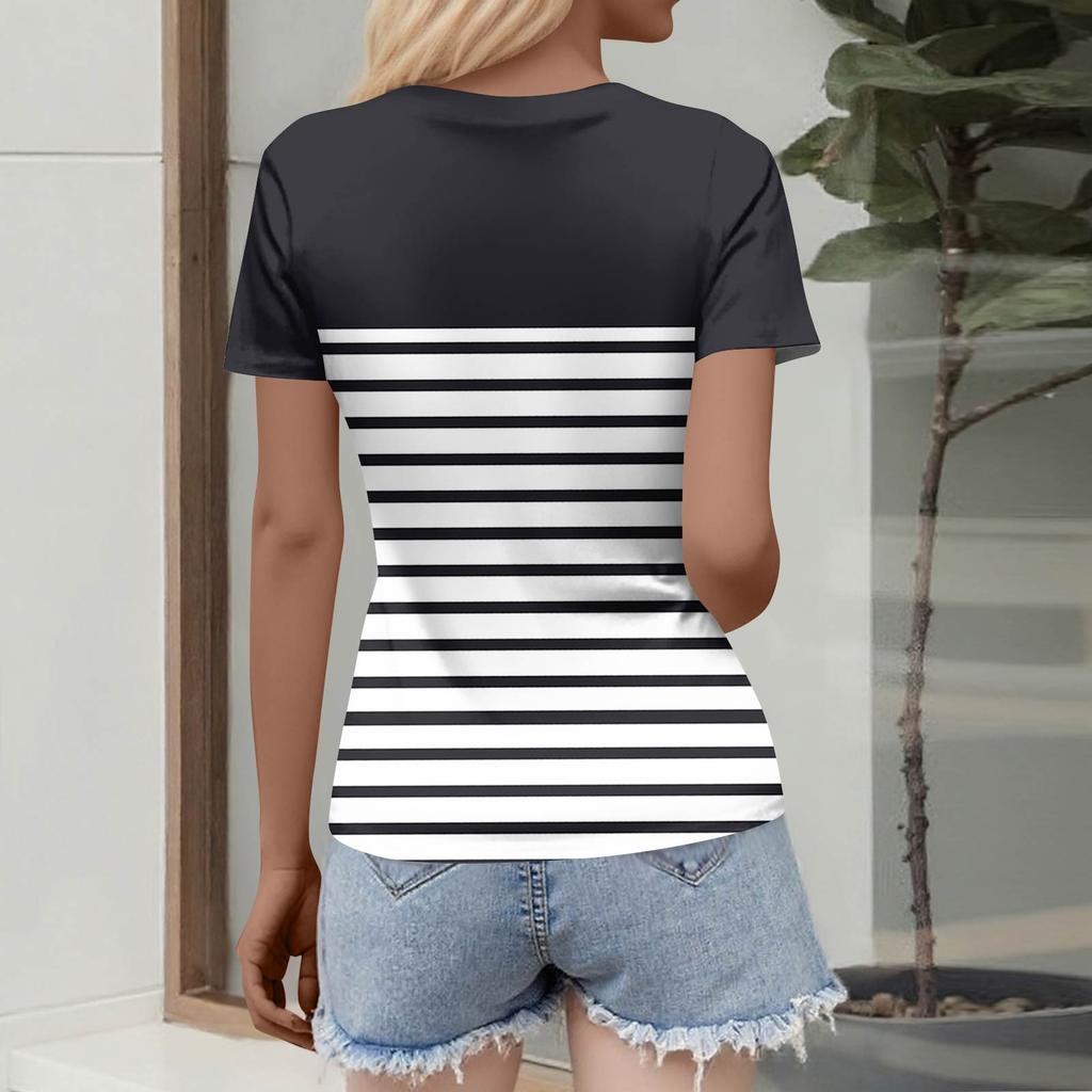 Dámské tričko s úzkým spodním dílem, módní ležérní kulatý výstřih, svetr s krátkým rukávem