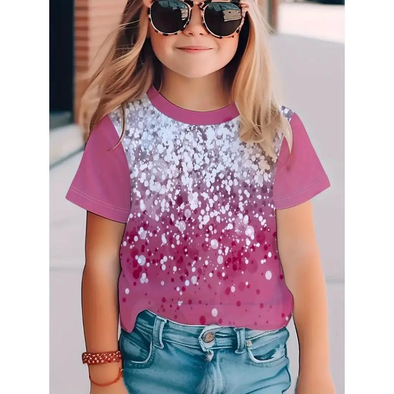 Barn t-shirts Westernstil Tecknad Sommar Kortärmad T-shirt Cool Regnbågstryckt Topp Trendskjorta