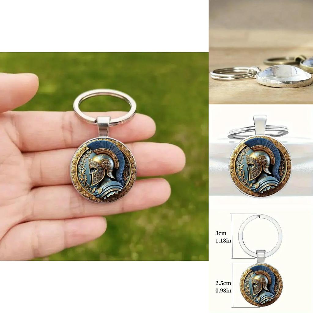 Roman Warrior Helmet Glass Alloy Keychain With Modern Minimalist Look For Party Favor