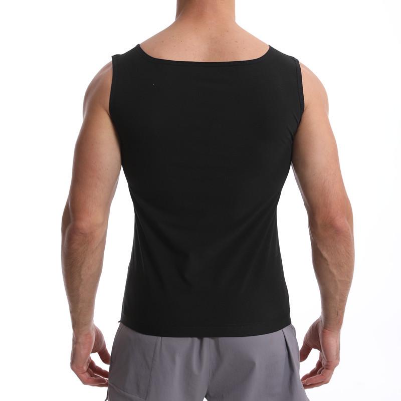 Men's Silver-Coated PU Sauna Suit: Body Shaper Sweat-Inducing Tight-Fit Short-Sleeve Vest for Abdomen Control.