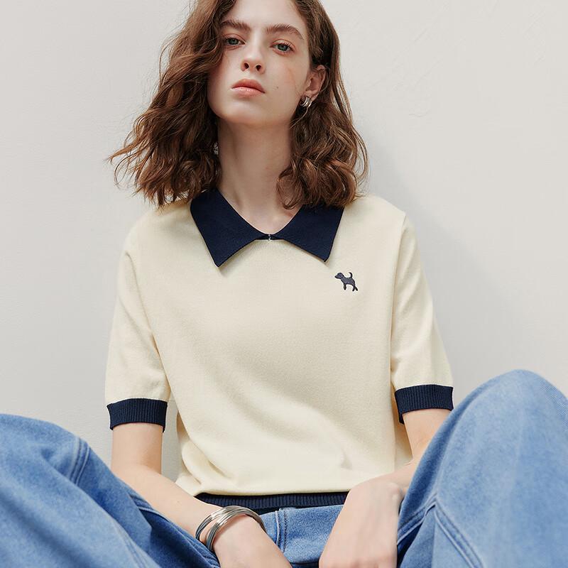 Chuyu Women's Color Block Polo Knit Shirt