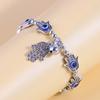 Blue Eye Bracelet Vintage Ethnic Style Fashion Hand Jewelry Silver Alloy for Women Daily Wear Gift