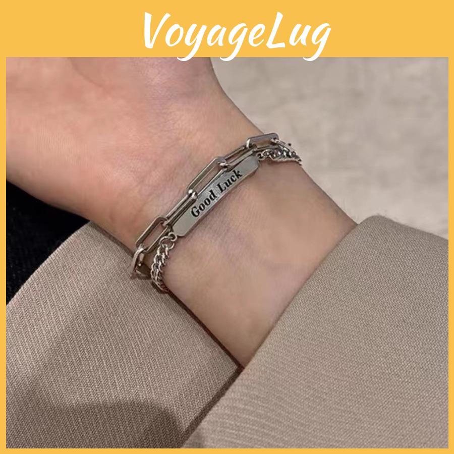 Stylish Titanium Steel Couples Bracelet With Letter Design Unisex Hip Hop Jewelry