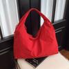 New Nylon Shoulder Tote Bag Waterproof Large Capacity Underarm Bag Solid Color Zipper Closure Shopping Bag for Women Girls
