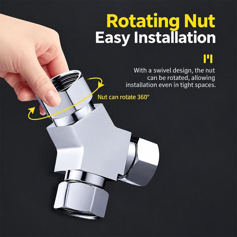 Swivel Nut T Pipe Fitting Square Shape Water Splitter New Three Way Valve Pipe Fitting Accessories
