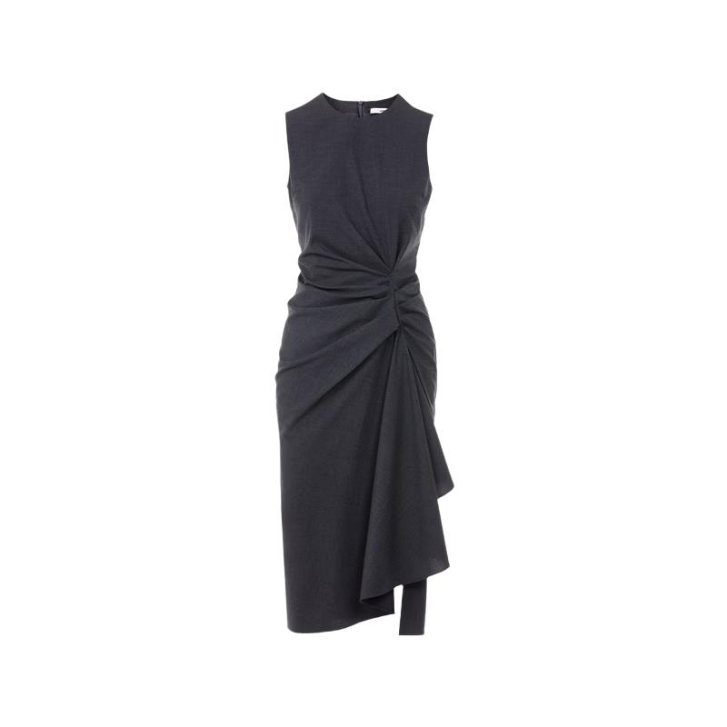 Langzi Women s Elegant Pleated Sleeveless Dress M