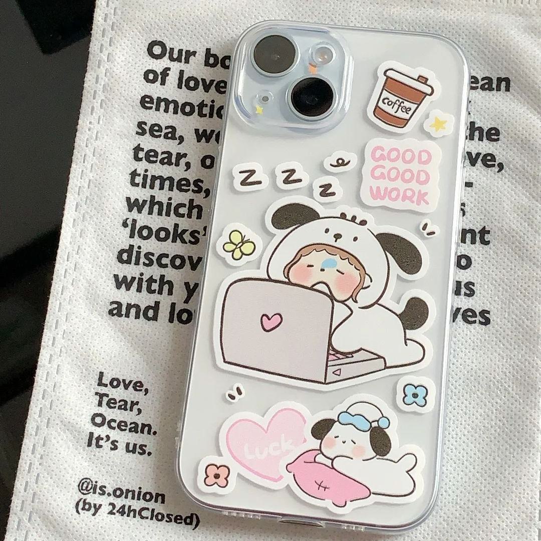 

Girls Puppy Dress Up 11-15 Promax Cute Transparent Soft Shell XSmax iPhone 14 Pro Max
