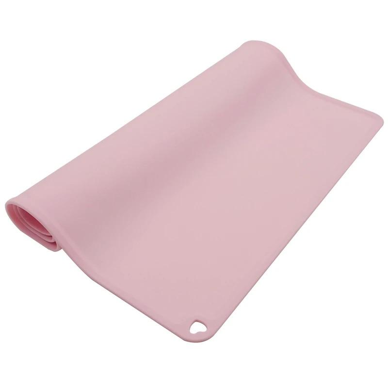 

High Quality Waterproof Non-slip Pet Mat Dog Feeding Pad Easy To Clean Silicone Pet Food Mat, Table Mat, Large Placemat S (41 x 31 CM) розовый