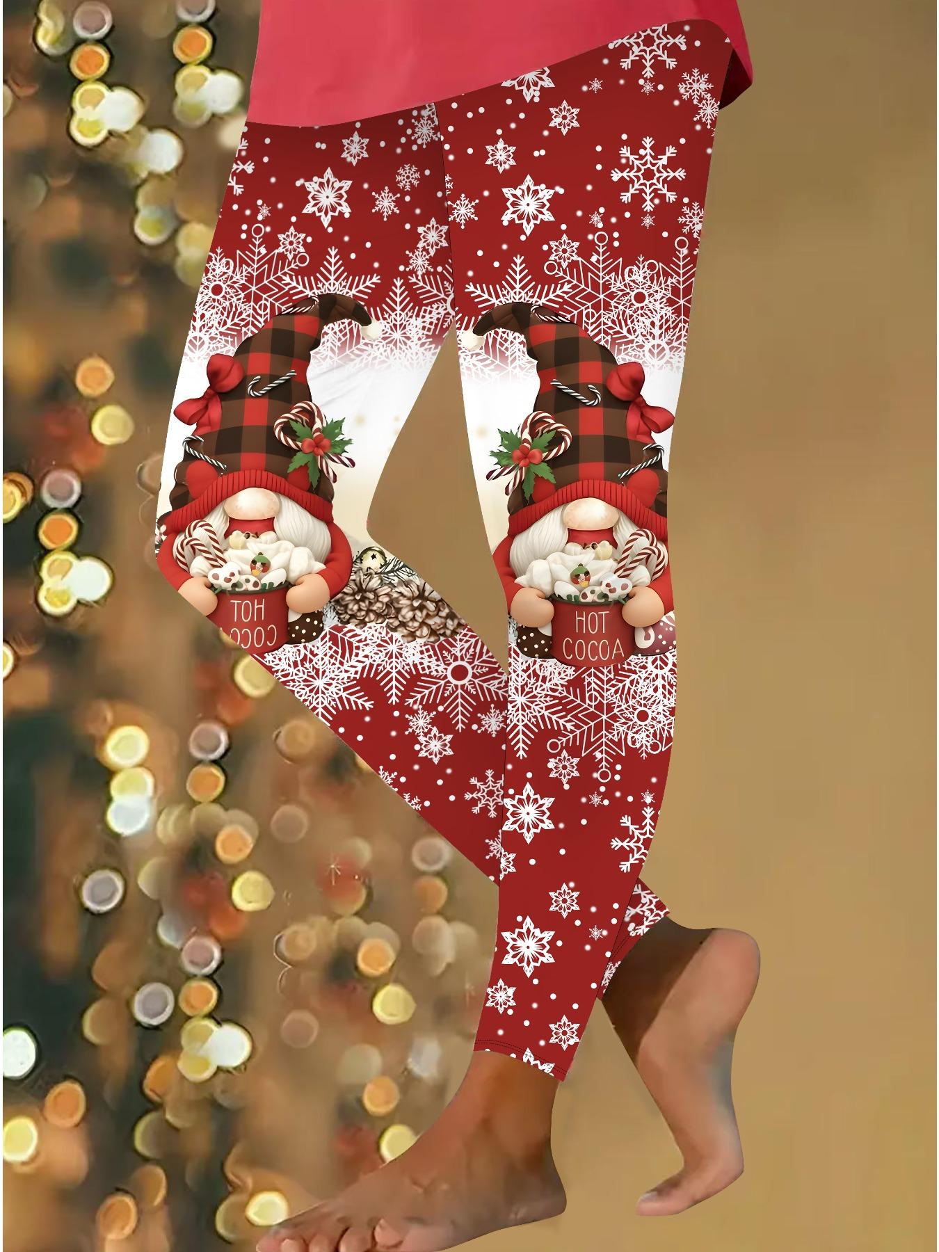 

Жіночі різдвяні легінси для йоги з принтами, еластичні, для фітнесу, бігу, спортзалу, активного відпочинку XXL червоний