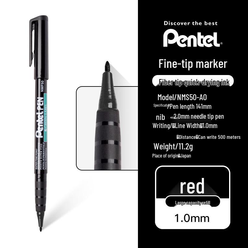 Pentel NMS50 Multi-Color 2.0mm Fine-liner Marker Set (Black, Red, Blue)