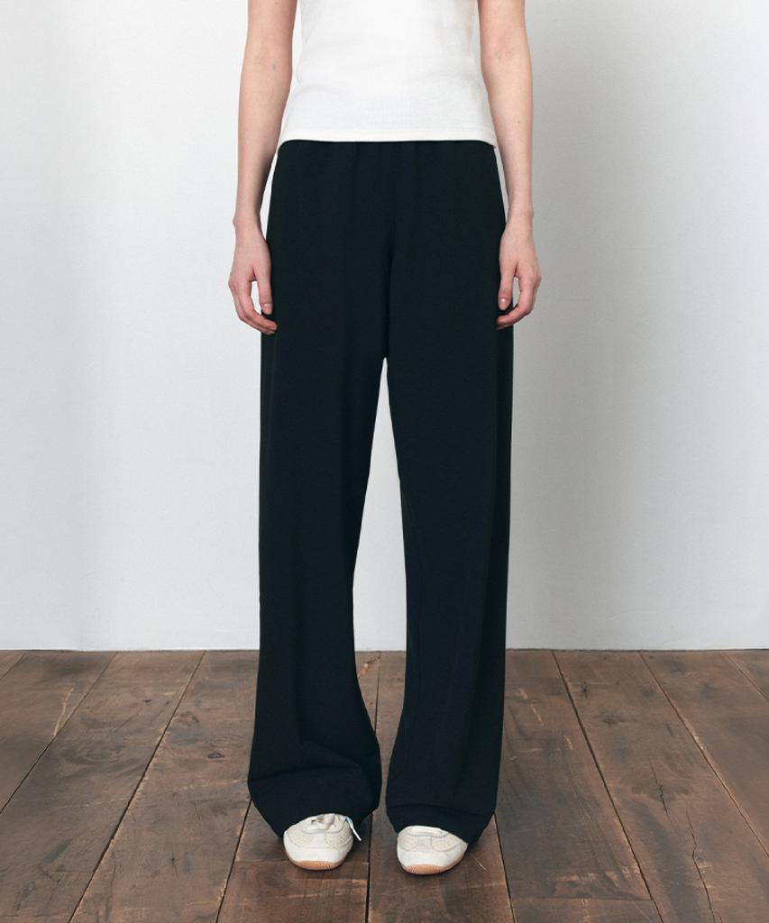 Siyajyu Sipt7192 Comfort Wide Elastic Waist Slacks_Black