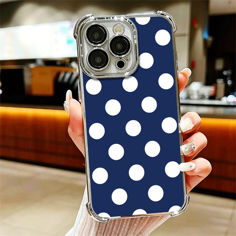 

Polka Dots Art Fashion Desgin Plating Phone Case For Iphone 16 17 Pro Max Air 16E 14 15 Plus 12 13 Mini Anti-Fall Airabag Cover iPhone 16 Pro Max