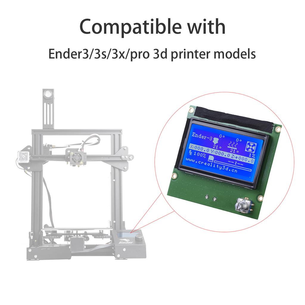 3D Printer Screen 12864 Display LCD Screen Control Board Accessories Compatible with Ender3 3s 3x Pro