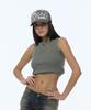 Gillaakaibeu Leopard Pearl Chain Mesh CapGrey