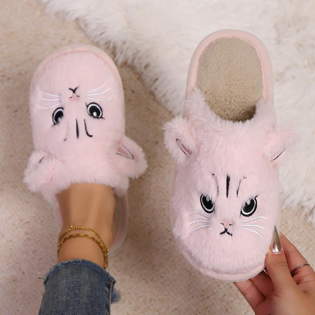 Home Slippers, Comfortable and Warm Open Toed Soft Plush Shoes, Solid Color Indoor Floor Slippers