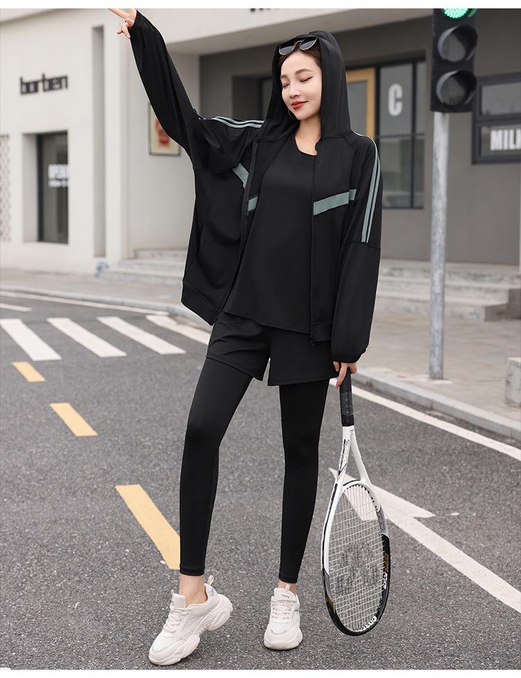 Plus Size Yoga Fitness Suit: Tummy Control Slimming, Loose-Fit, Five-Piece Set for Running and Gym, fits up to 200 lbs.