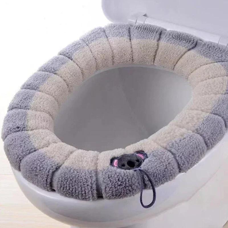 1 Pack Stitched Color Portable Toilet Mat O Type Universal Washable Washable Skin Friendly Soft Breathable Toilet Seat Cushion