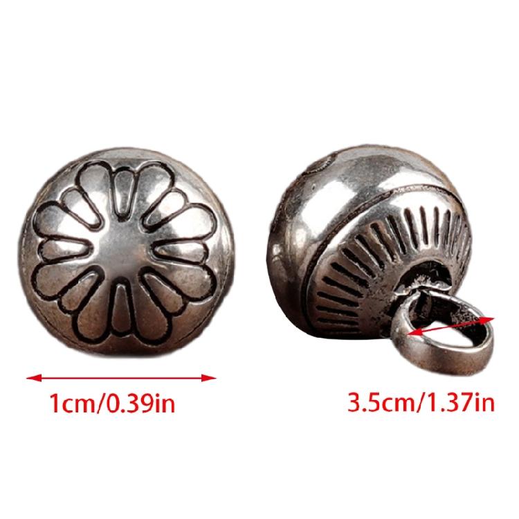 Handcrafting Solid Metal Silvering Bead Button for Chinese Cheongsam Traditional Carved Bead Buckle Clothing Accessories