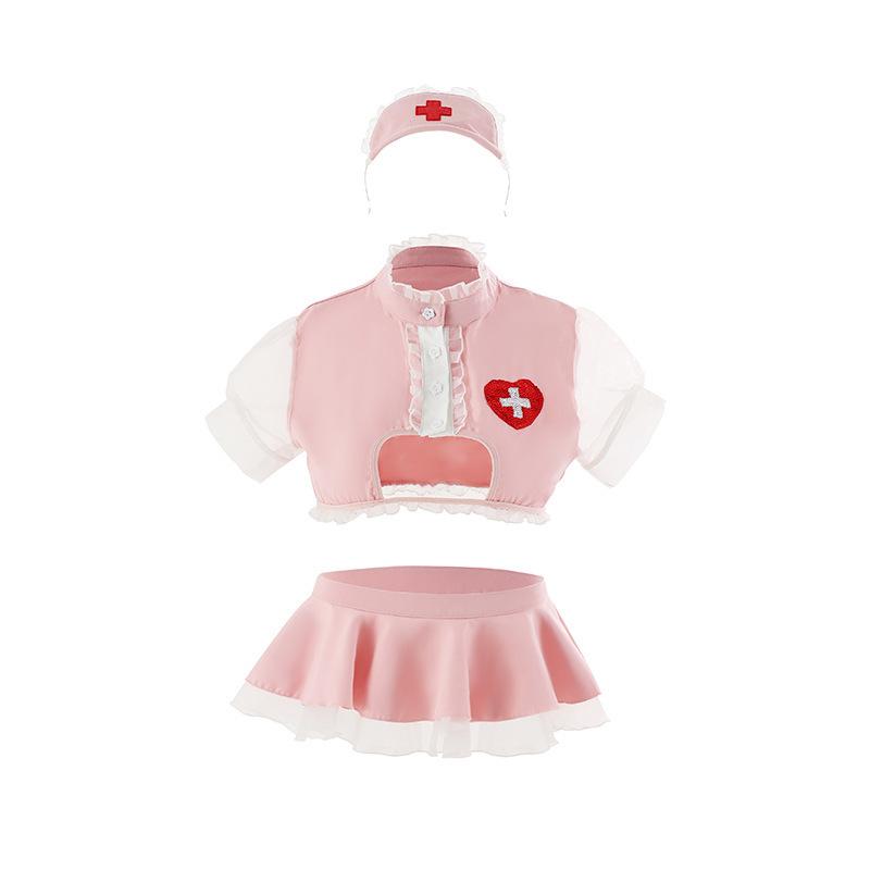 Sexy underwear sexy breasts seduction hip-length short skirt pure nurse bed uniform