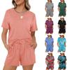 2026 New Women's Casual Solid Color Short-sleeved Elastic Tie Pocket Shorts Suit