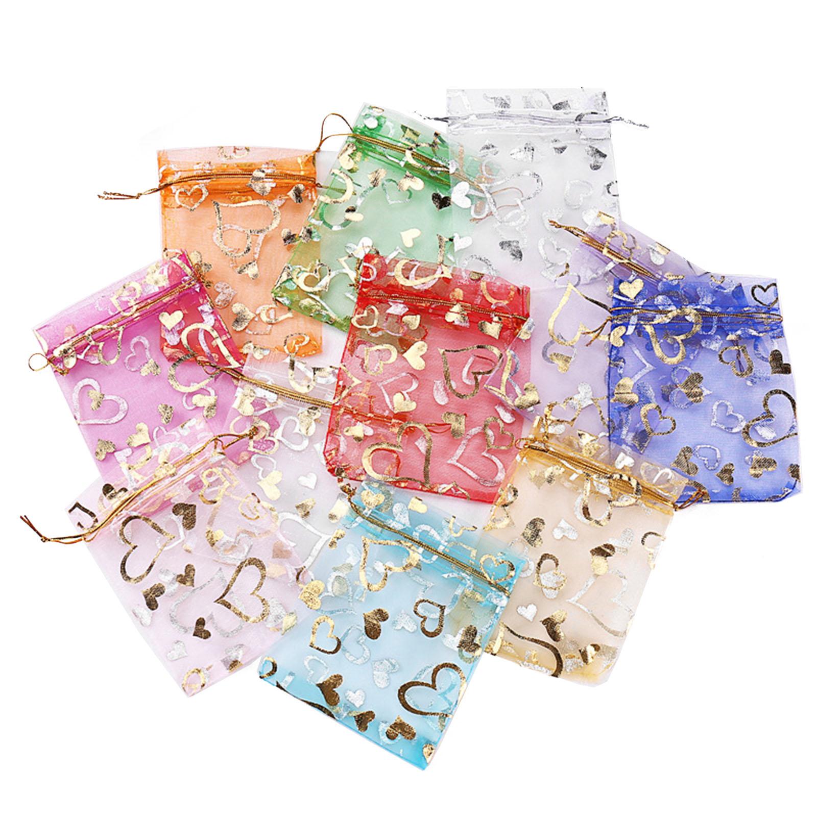 

50 шт. мешочков из органзы с завязками, разноцветные мешочки из органзы с завязками, мешочки для украшений, конфет, вечеринок, свадеб, подарков на Рождество