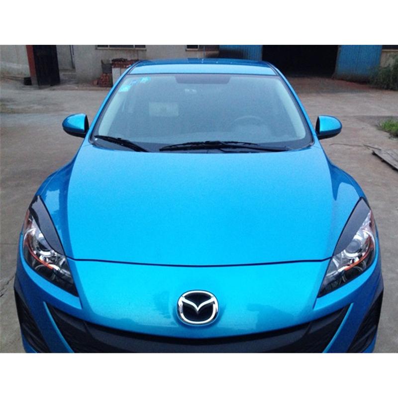 Carbon Fiber Car Headlight Eyebrows Cover Trim Sticker Head Lamp Eyelid For Mazda 3 M3 2010 - 2013 Fiber Glass Matt Black Primer