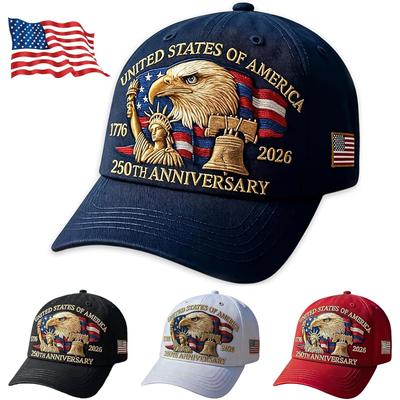 1Pc Retro Print 250Th Anniversary Usa Hat,Adjustable United States 250Th Anniversary Hat Retro Embroidered Festival Baseball Cap