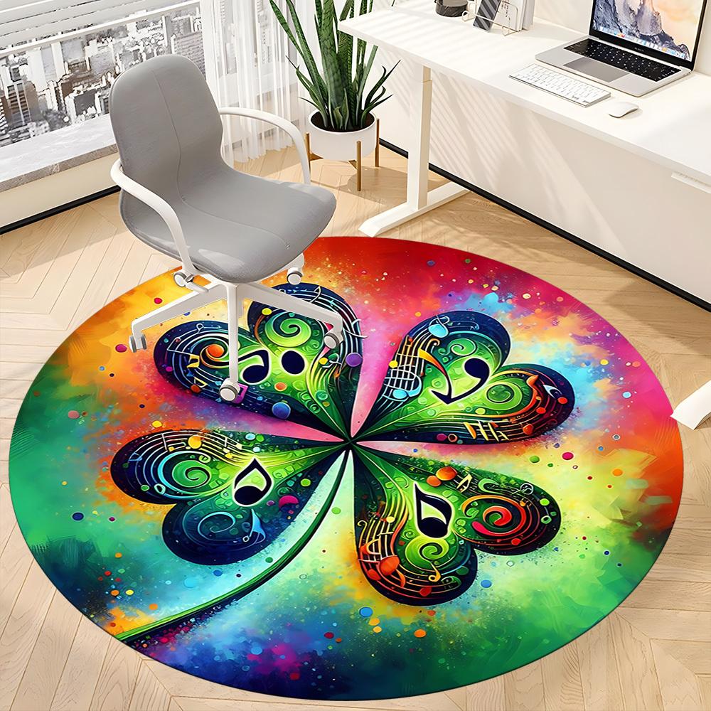 1pc Music Notes Office Round Area Rug, Indoor Mat Suitable ForOffice, Under Office Chairs Bedroom Living Room Home Decor T221