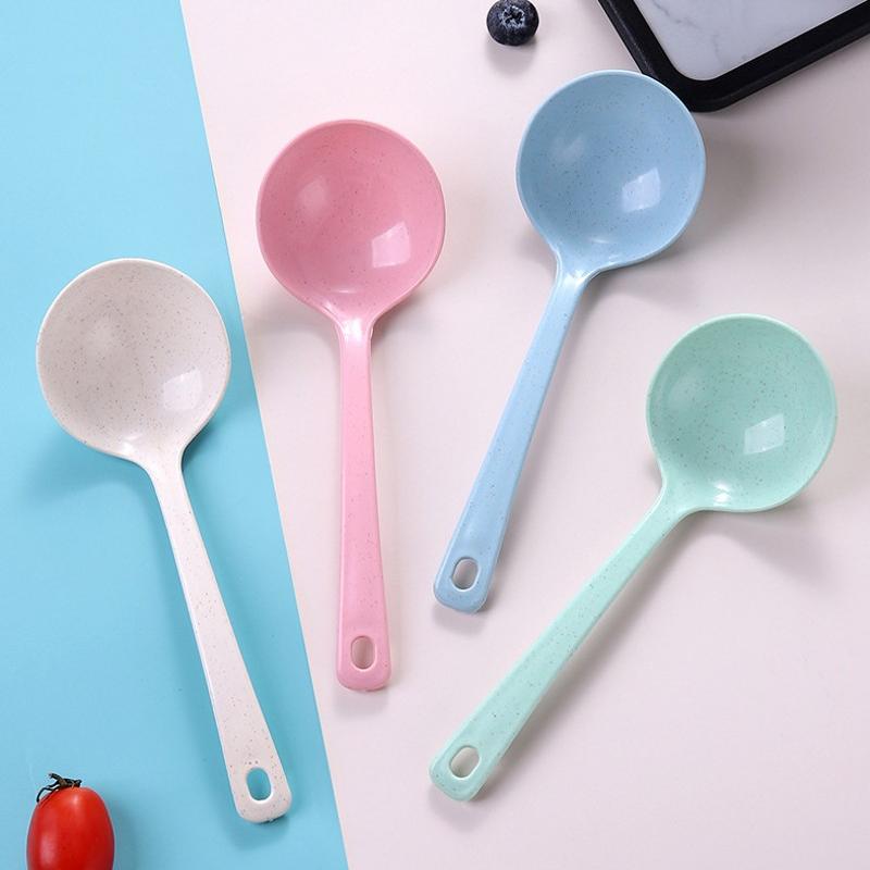 

1pcs Wheat Stalk Spoon Tablespoons Household Utensils Spoon Plastic Large Soup Long Porridge Rice Dinner Scoop Kitchen Tool