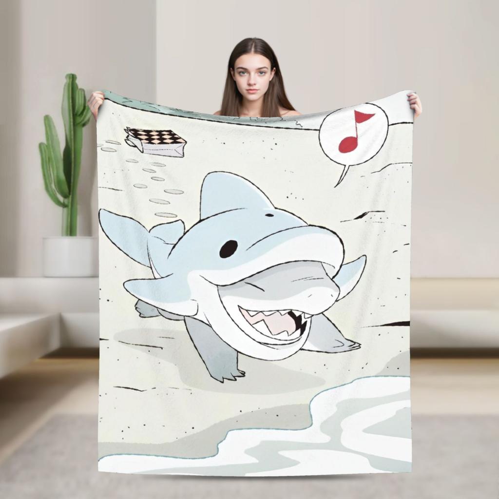 Cute Jeff The Landshark Flannel Blankets Shark Funny Throw Blanket for Home 200x150cm Plush Thin Quilt