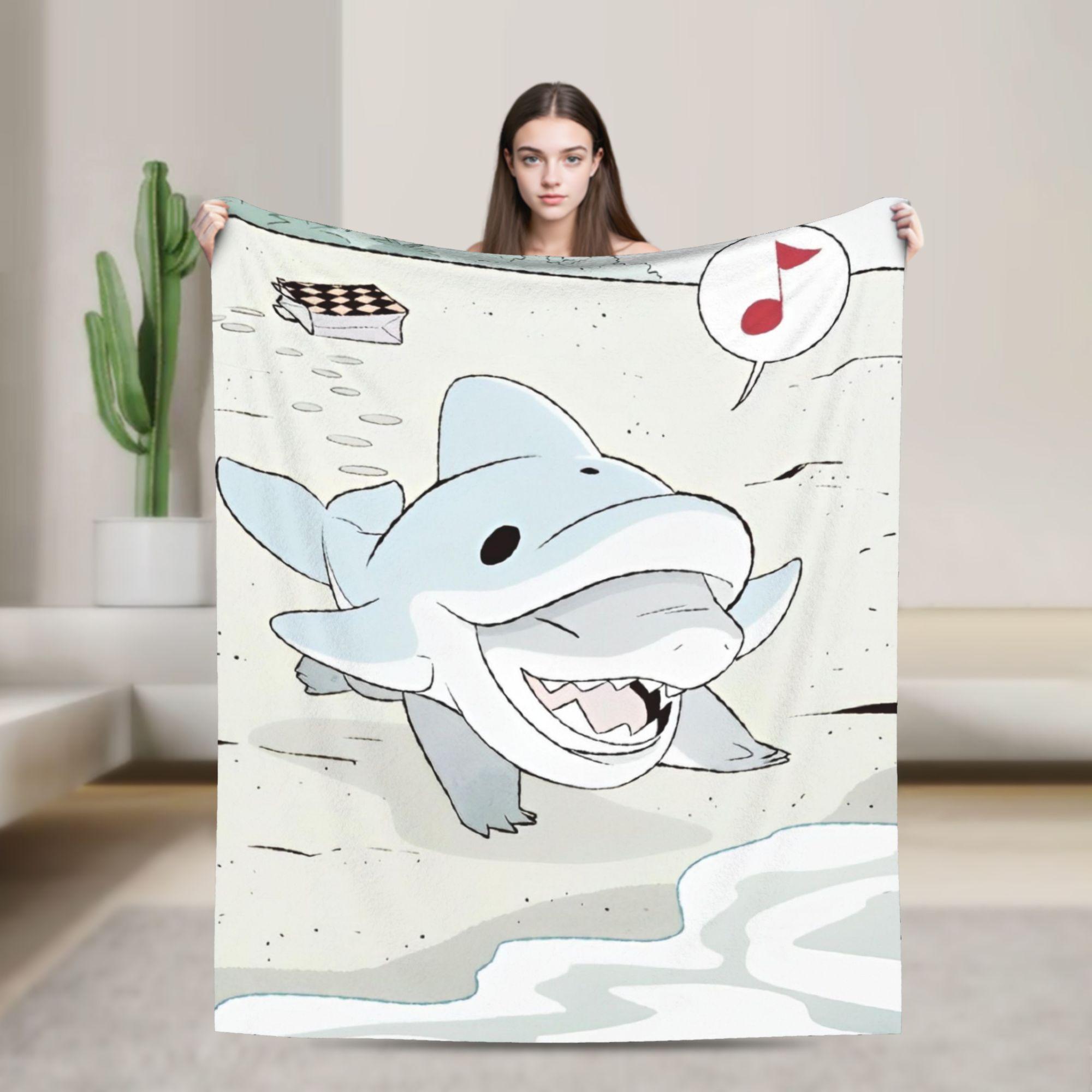 Милый Джефф Акула-Землерой Флисовое одеяло Акула Потрясающие пледы для Дивана Постельного белья Гостиной 125*100см Плюшевое Тонкое одеяло 30x40in