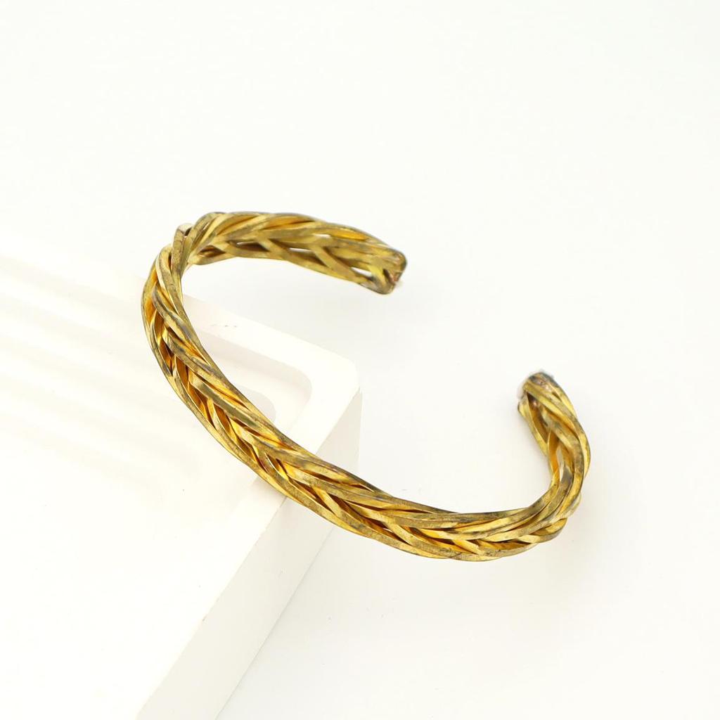 Trendy Square Bar Copper Wire Woven Bracelet - Wide Braided Niche Jewelry for Women