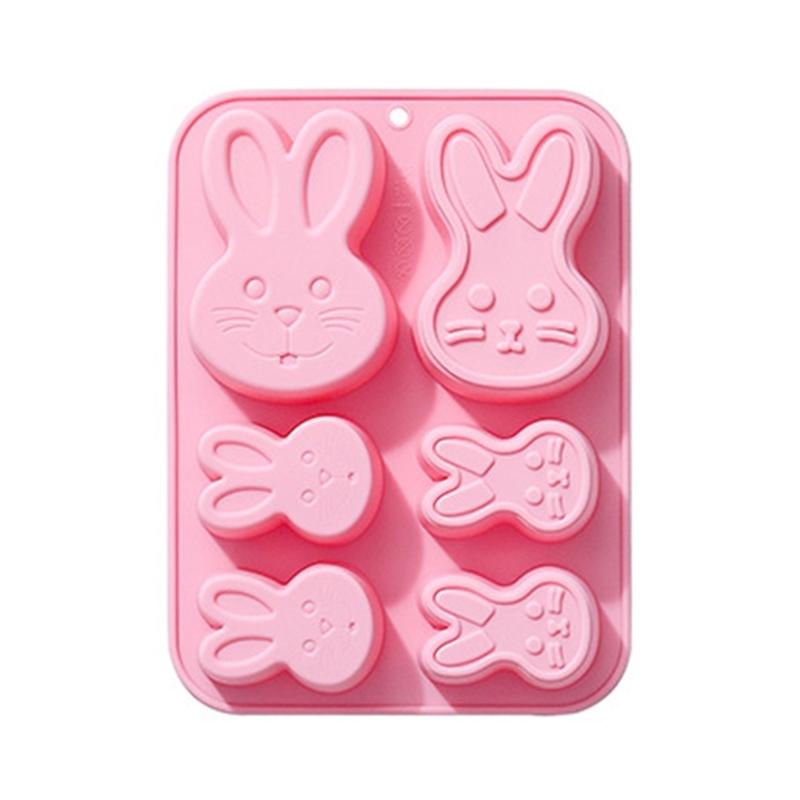 6-Cells Rabbit Shape Chocolate Mold 3D Cake Silicone Mold DIY Candy Dessert Mold 1