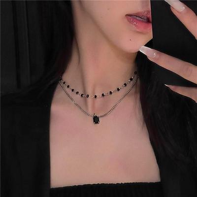 1 pezzo di collana da collo da donna, collana di perline a doppio strato, regalo per amici, collana di gioielli geometrici
