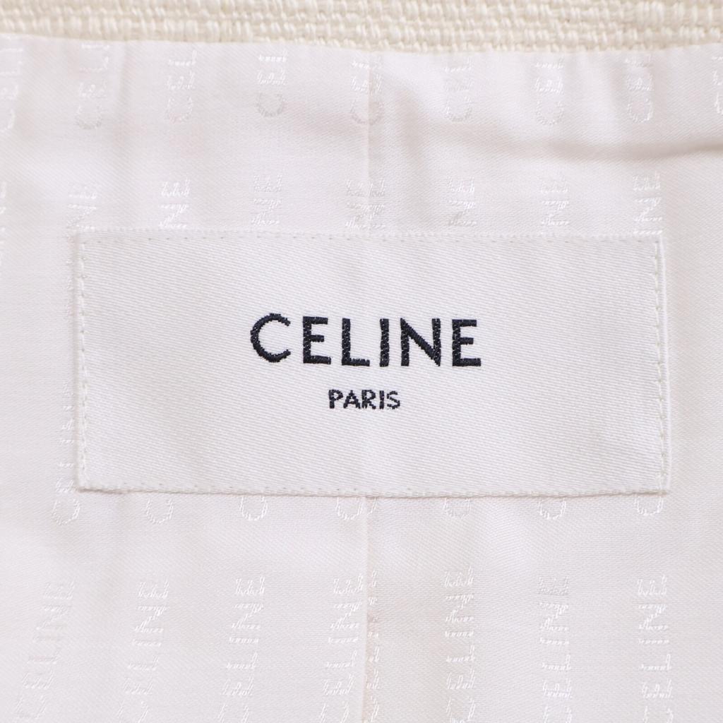 Celine Excellent Condition, Domestically Authorized 2V57M410T Cropped Officer Jacket 36 IvoryUsed