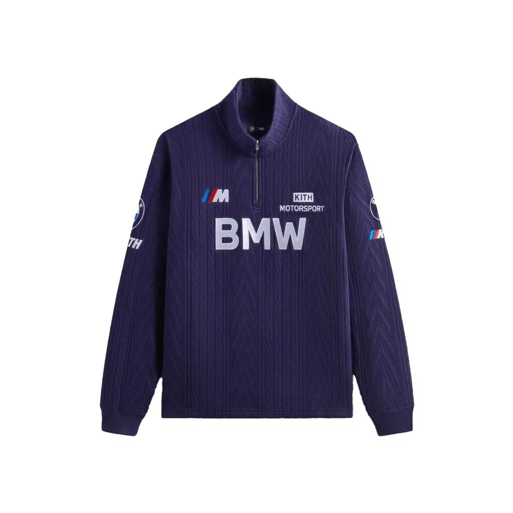 Kith X BMW Collaboration FW24 Logo Letter Stand Collar Long Sleeve Sweatshirt Men Sweatshirt Purple KHM032904-599