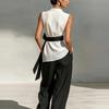 Women's Lace Sleeveless Contrast Color Suit Top + Wide-leg Pants Two-piece Set