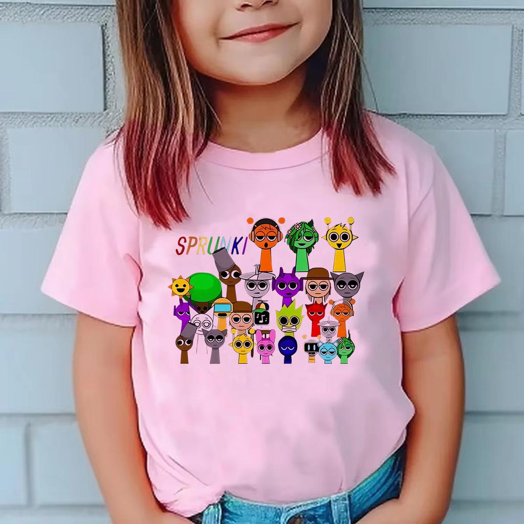 2025 Caliente Niños Sprunki Camiseta Moda Infantil Casual Dibujos Animados Incredibox Camisetas Niños Cuello Redondo Manga Corta Ropa de Verano para Bebé Niña