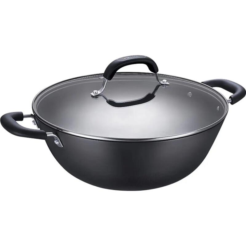 SUPOR Cast Iron Wok with Double Handles, Non-Stick