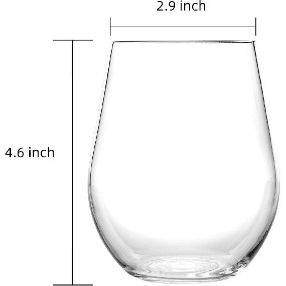 unkno Stemless Plastic Wine Glasses 20 ounce - Acrylic Red Wine Glasses (set of 6) Dishwasher Safe, BPA Free