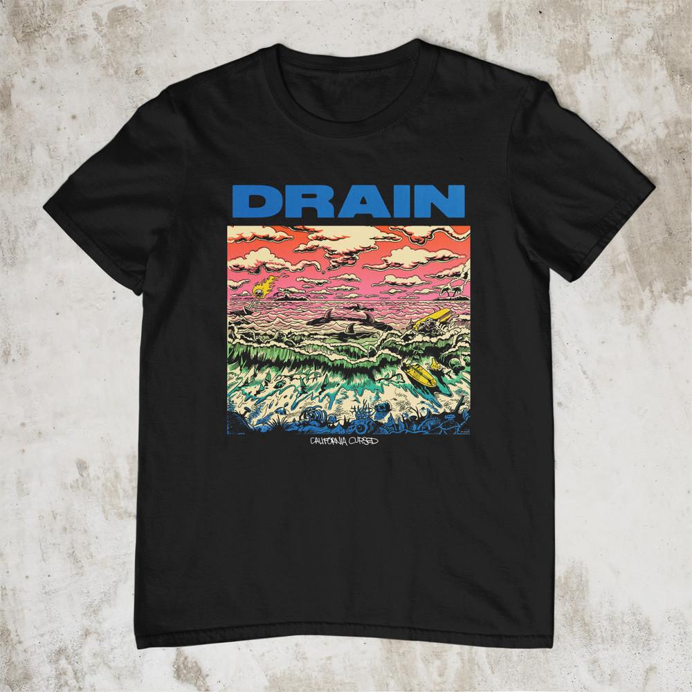 

NEW Drain California Cursed Short Sleeve Black All Size Gift Fan OM121 Unisex T-Shirt Graphic Tee S