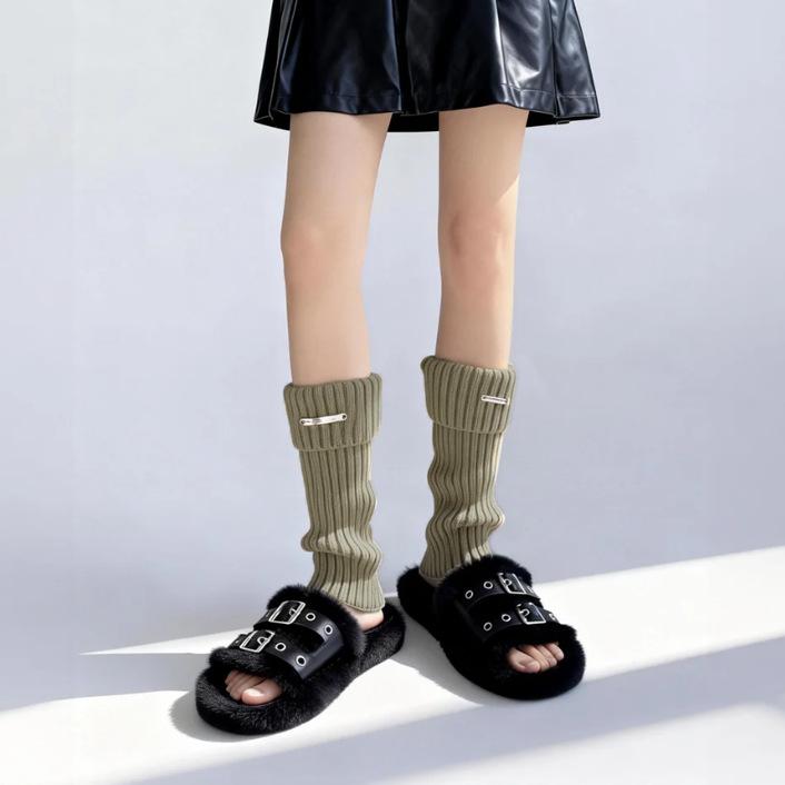 

Knitted warm pile socks cover girl socks leg cover autumn and winter fashion versatile show legs straight thickened warm socks cover