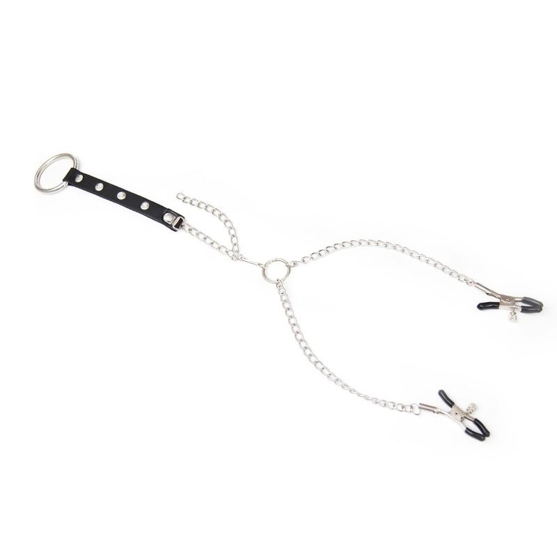 textureMetal Chain Nipple Clamps for Couples Adjustable Breast Clip Bondage Accessories for Sensual Bedroom Foreplay