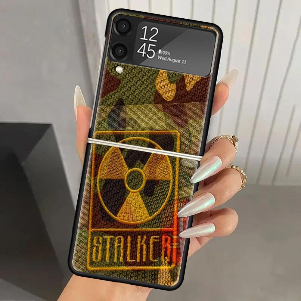 Game S-Stalker Hard PC Phone Case For Samsung Galaxy Z Flip 7 6 5 4 3 Black ZFlip7 ZFlip6 Flip5 Flip4 Flip3 5G Print Cover