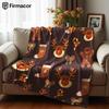 Cocoa Reindeer Ginger Sock Anime Cartoon Flannel Blanket Soft Warm Throw for Bedroom Sofa Car Kids Holiday Gift