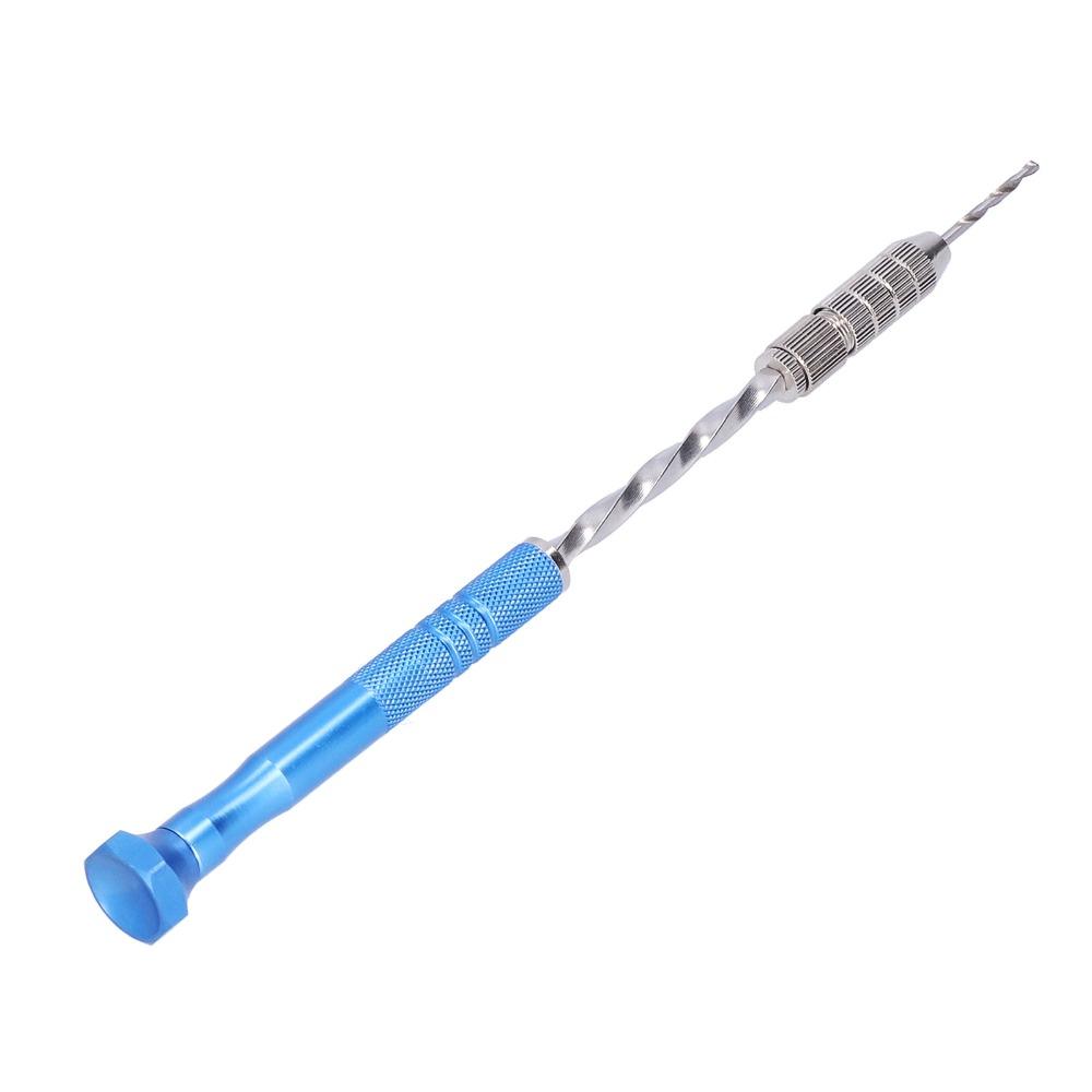 Durable Blue Hand Drill Slim Handle Knurled Grip Jewelry Carving Drill Metal Compact Pin Vise Hand Drill