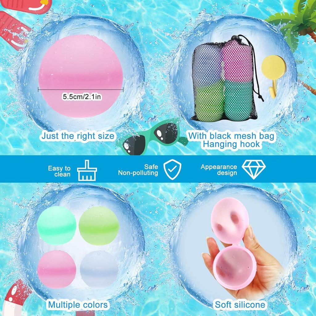 Reusable Water Balloons Toys Silicone Refillable Water Balls Beach Pool Toys Kids Summer Outdoor Activities Water Games Toy